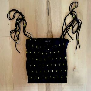 Zara tie shoulder seersucker tube top